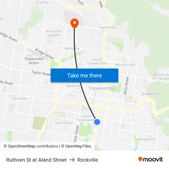 Ruthven St at Aland Street to Rockville map