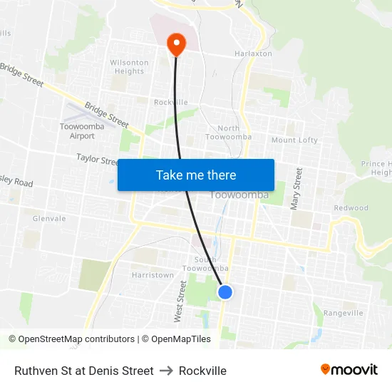 Ruthven St at Denis Street to Rockville map