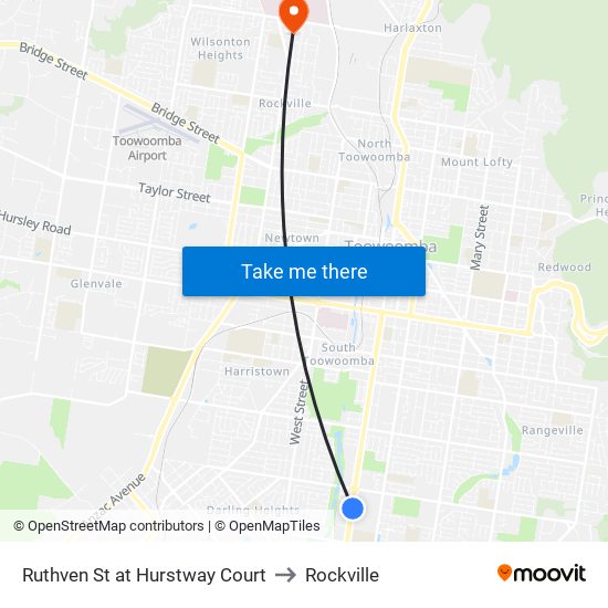 Ruthven St at Hurstway Court to Rockville map