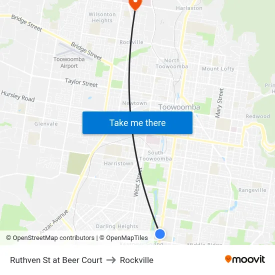 Ruthven St at Beer Court to Rockville map