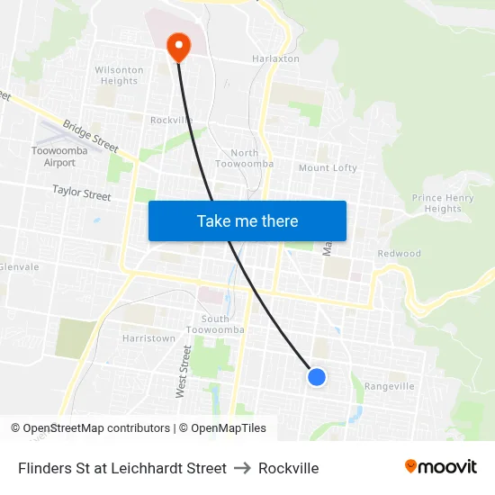 Flinders St at Leichhardt Street to Rockville map