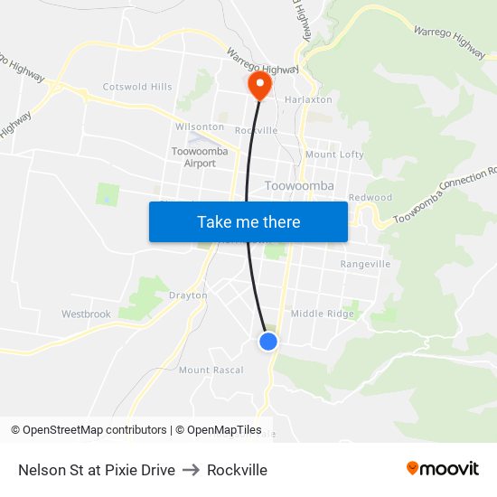 Nelson St at Pixie Drive to Rockville map