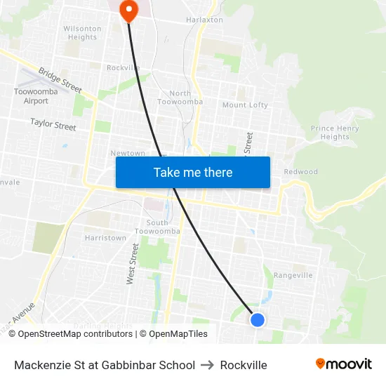 Mackenzie St at Gabbinbar School to Rockville map