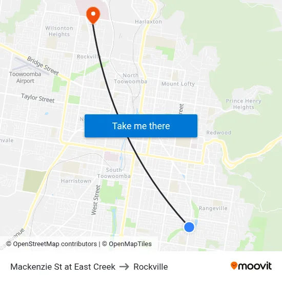 Mackenzie St at East Creek to Rockville map