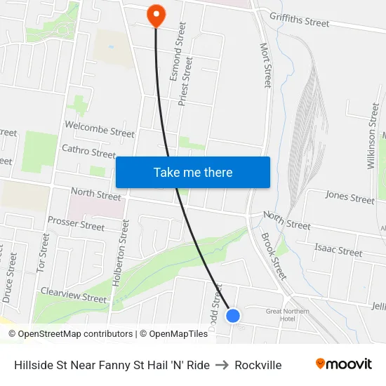 Hillside St Near Fanny St Hail 'N' Ride to Rockville map