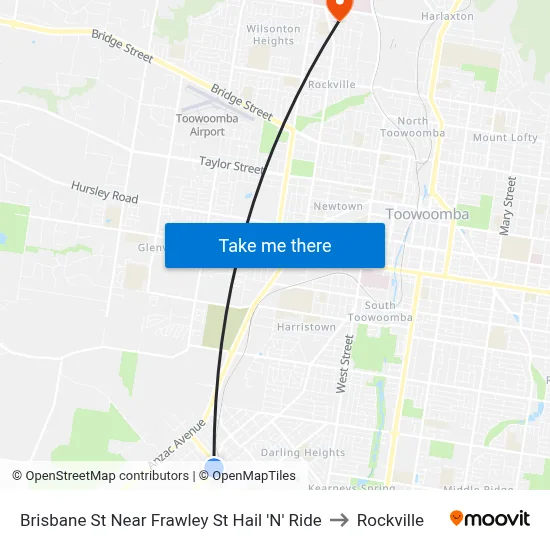 Brisbane St Near Frawley St Hail 'N' Ride to Rockville map
