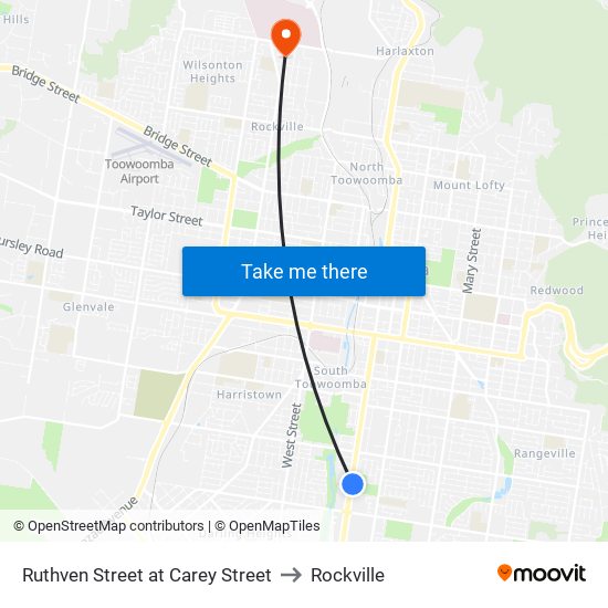 Ruthven Street at Carey Street to Rockville map