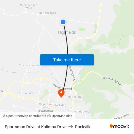 Sportsman Drive at Kalimna Drive to Rockville map