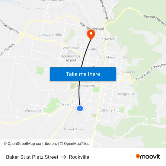 Baker St at Platz Street to Rockville map