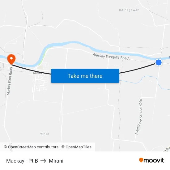 Mackay - Pt B to Mirani map