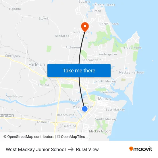 West Mackay Junior School to Rural View map