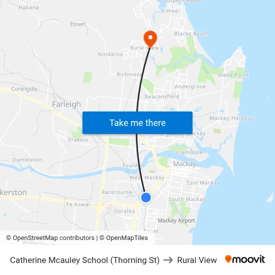 Catherine Mcauley School (Thorning St) to Rural View map