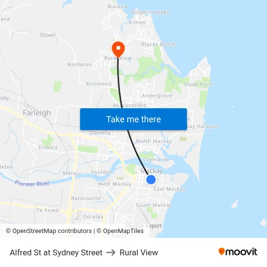 Alfred St at Sydney Street to Rural View map