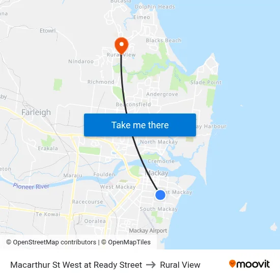 Macarthur St West at Ready Street to Rural View map