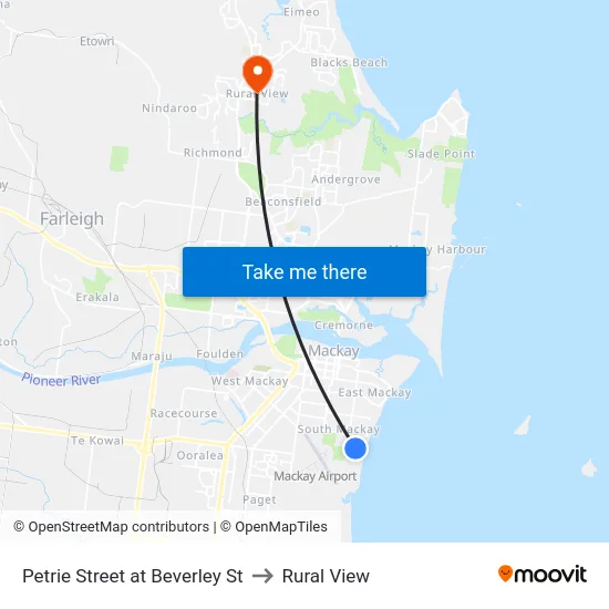 Petrie Street at Beverley St to Rural View map