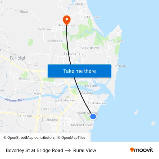 Beverley St at Bridge Road to Rural View map
