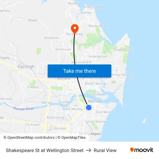 Shakespeare St at Wellington Street to Rural View map