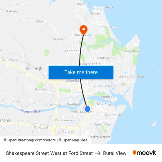 Shakespeare Street West at Ford Street to Rural View map
