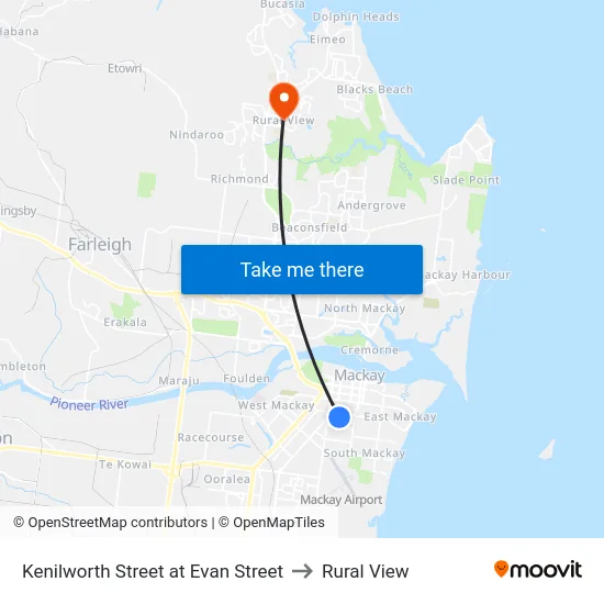 Kenilworth Street at Evan Street to Rural View map
