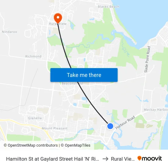 Hamilton St at Gaylard Street Hail 'N' Ride to Rural View map