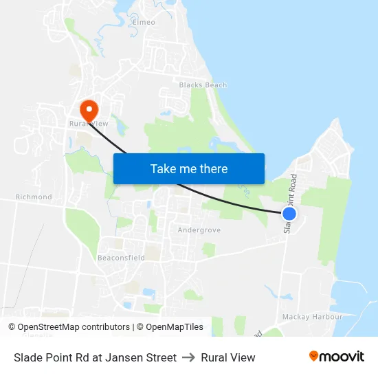 Slade Point Rd at Jansen Street to Rural View map
