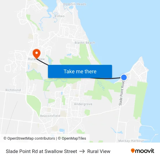 Slade Point Rd at Swallow Street to Rural View map