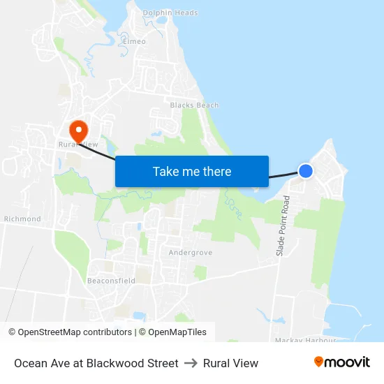 Ocean Ave at Blackwood Street to Rural View map