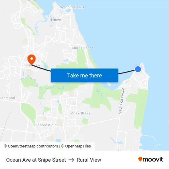 Ocean Ave at Snipe Street to Rural View map