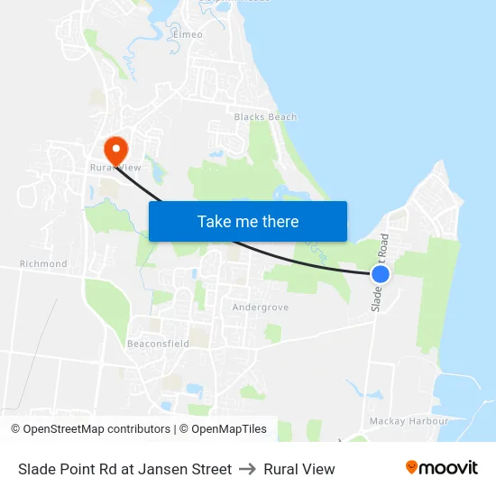 Slade Point Rd at Jansen Street to Rural View map