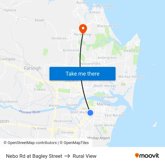 Nebo Rd at Bagley Street to Rural View map