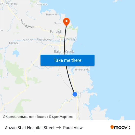 Anzac St at Hospital Street to Rural View map