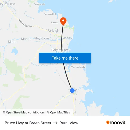 Bruce Hwy at Breen Street to Rural View map
