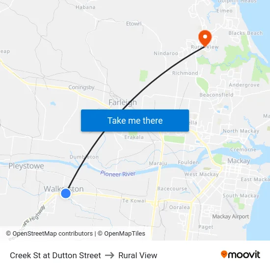 Creek St at Dutton Street to Rural View map