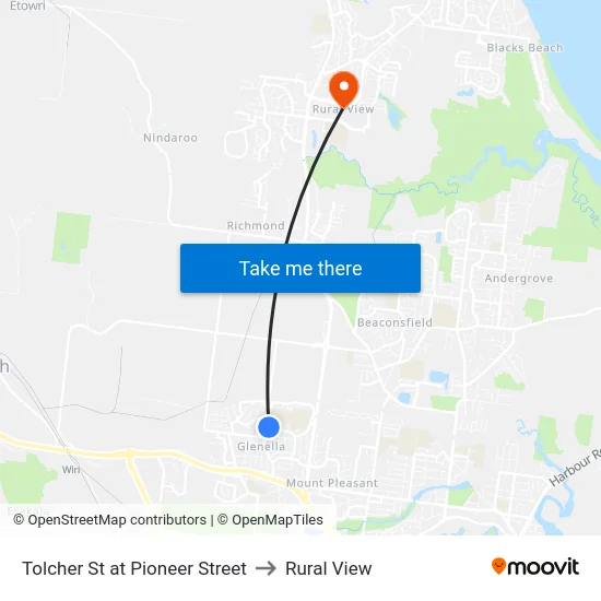 Tolcher St at Pioneer Street to Rural View map