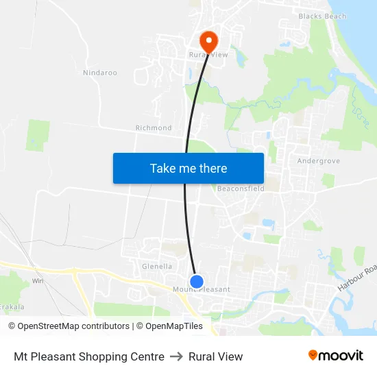 Mt Pleasant Shopping Centre to Rural View map