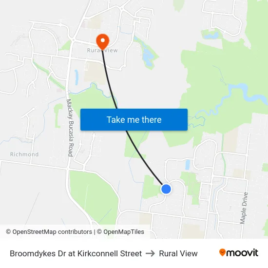 Broomdykes Dr at Kirkconnell Street to Rural View map