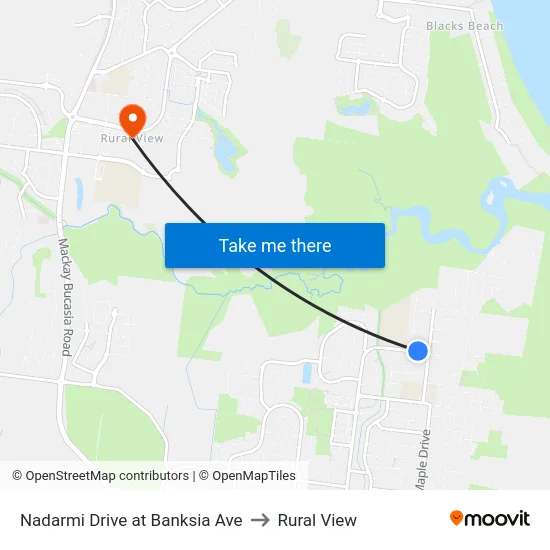 Nadarmi Drive at Banksia Ave to Rural View map