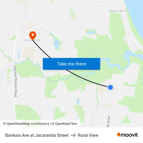 Banksia Ave at Jacaranda Street to Rural View map