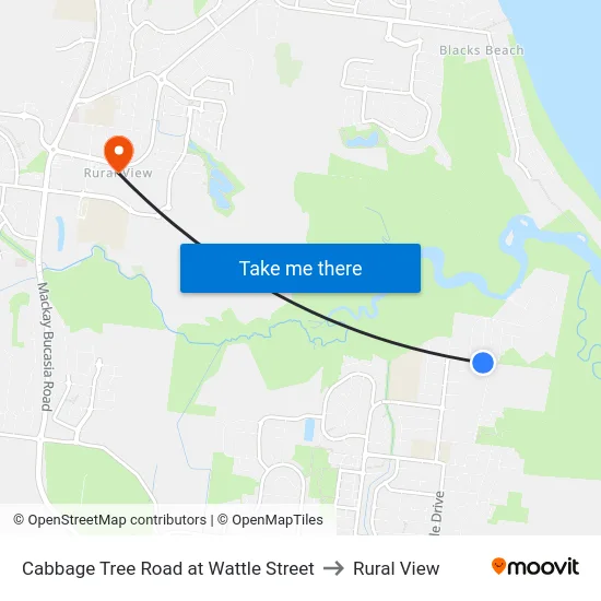 Cabbage Tree Road at Wattle Street to Rural View map