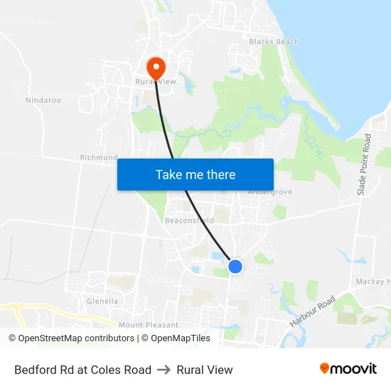 Bedford Rd at Coles Road to Rural View map