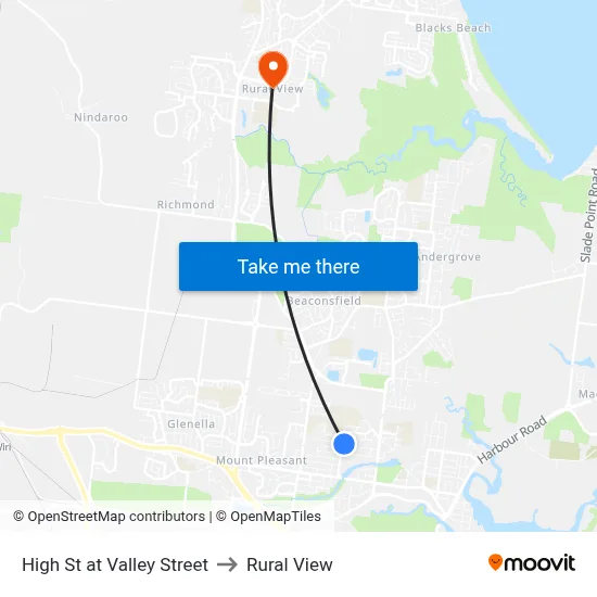 High St at Valley Street to Rural View map