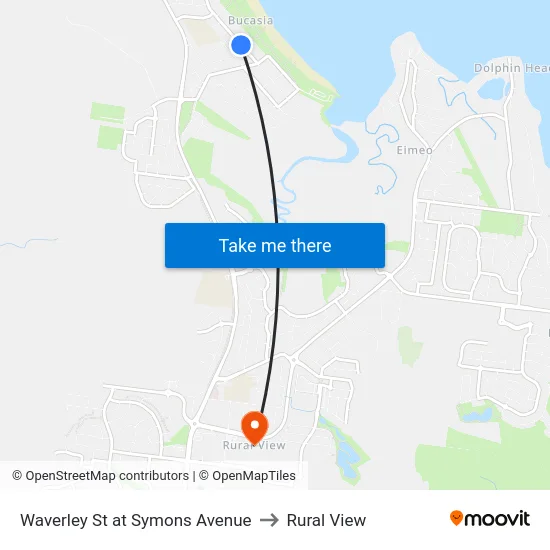 Waverley St at Symons Avenue to Rural View map