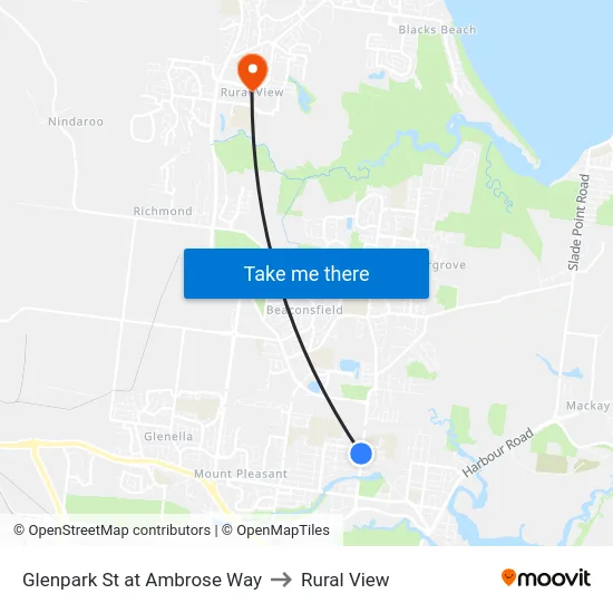 Glenpark St at Ambrose Way to Rural View map