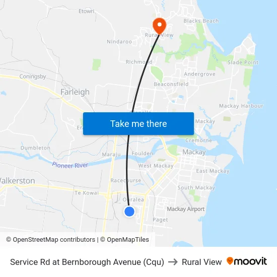 Service Rd at Bernborough Avenue (Cqu) to Rural View map
