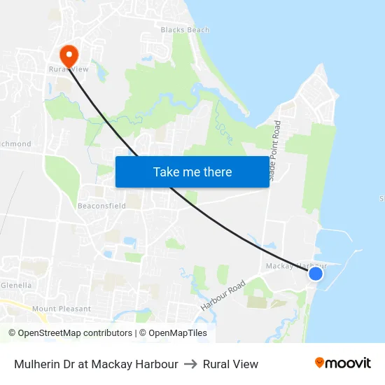 Mulherin Dr at Mackay Harbour to Rural View map