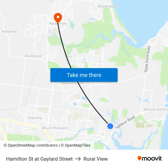 Hamilton St at Gaylard Street to Rural View map