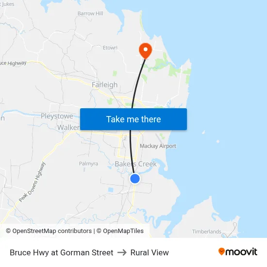 Bruce Hwy at Gorman Street to Rural View map