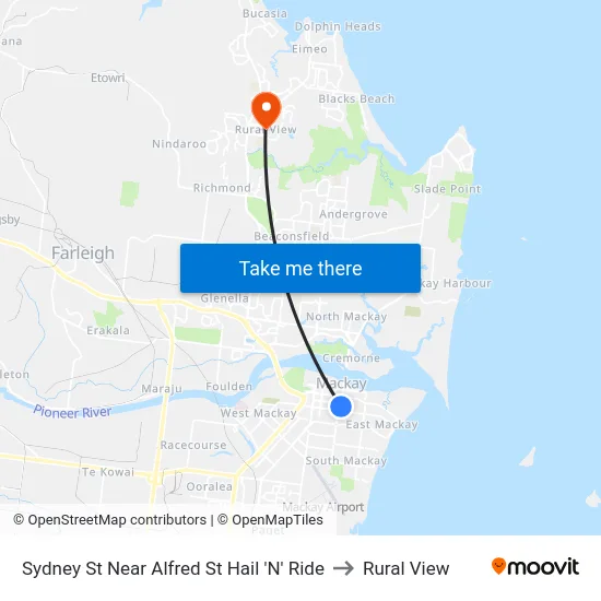 Sydney St Near Alfred St Hail 'N' Ride to Rural View map