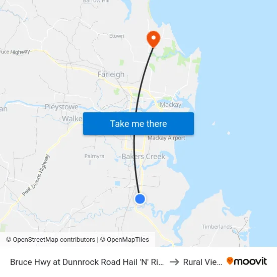 Bruce Hwy at Dunnrock Road Hail 'N' Ride to Rural View map