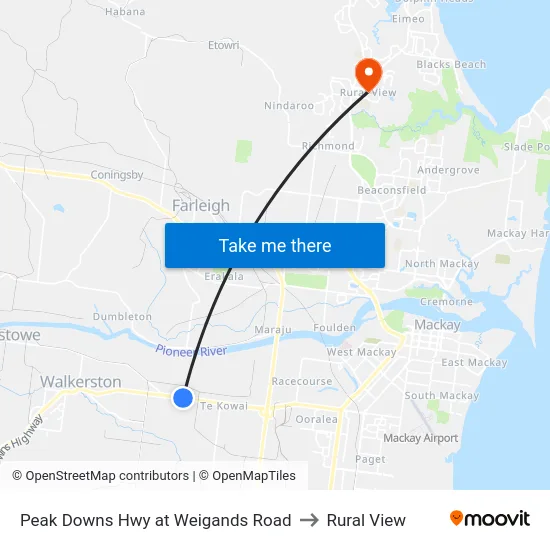 Peak Downs Hwy at Weigands Road to Rural View map